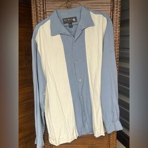 Nat Nast men's Long sleeve. Blue and cream. White stitch ticking Size M.